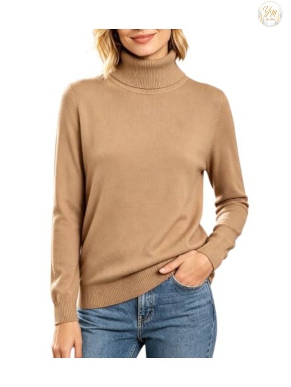 Turtleneck Sweater Women Long Sleeve Pullover Soft Knit Top Casual Winter